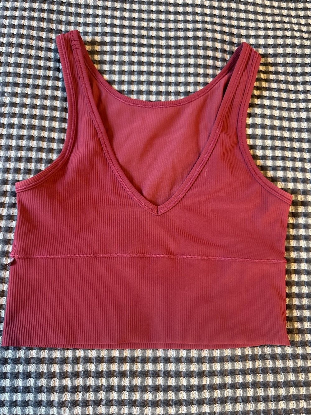 Lululemon V-Neck Ribbed Crop Top - Wine